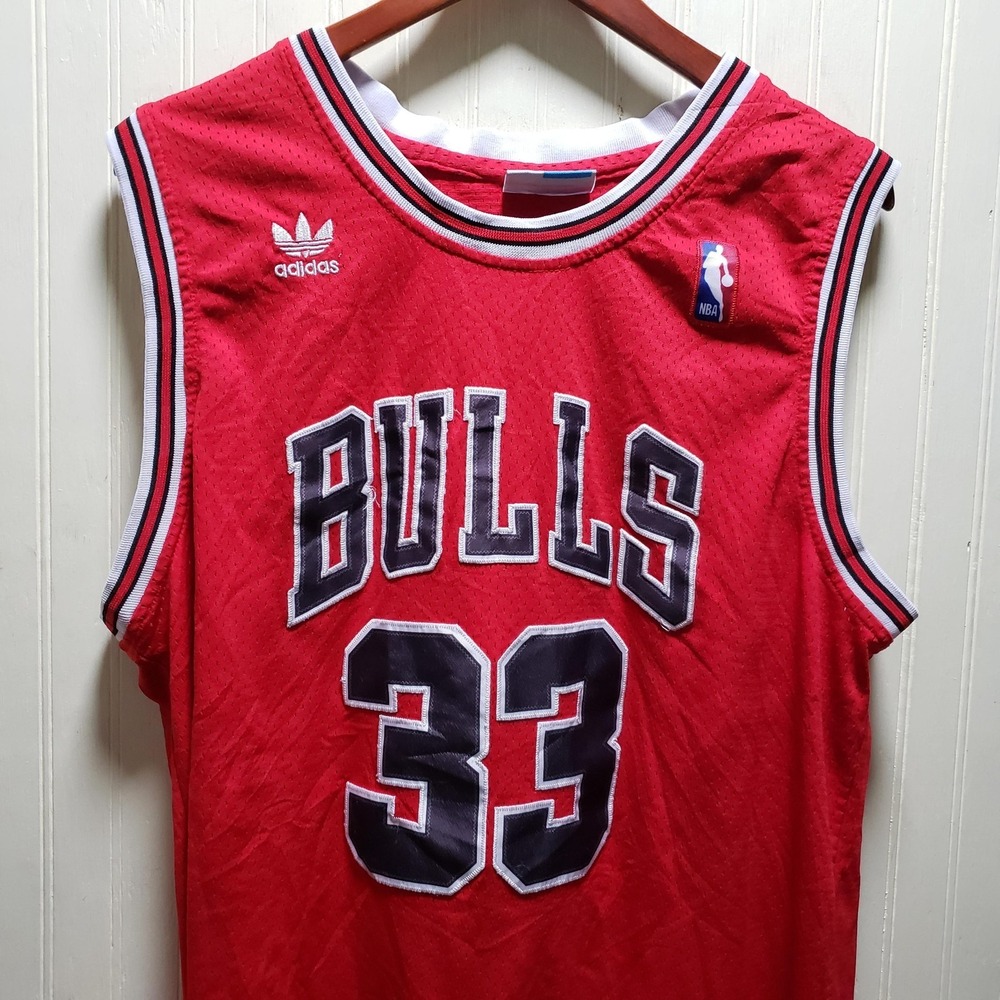 Chicago Bulls Jersey Mens XL Red NBA Basketball Scottie Pippen 33 Adidas